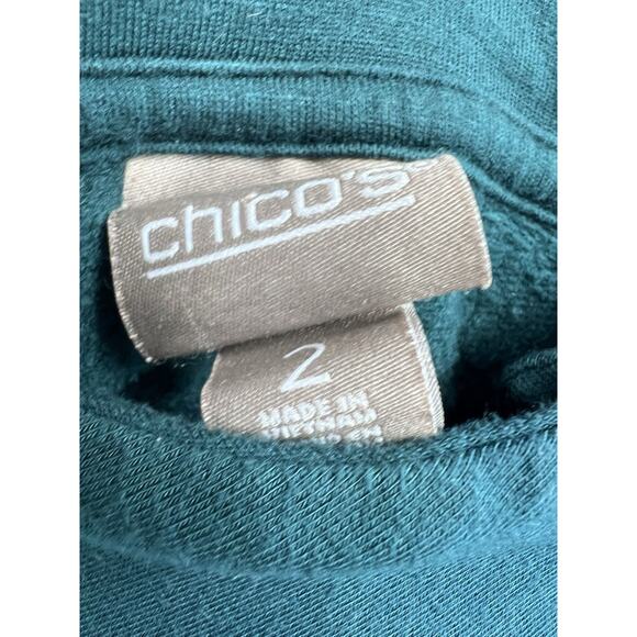 Chicos Green Button Mock Neck Sweatshirt Large (2) - Picture 3 of 4